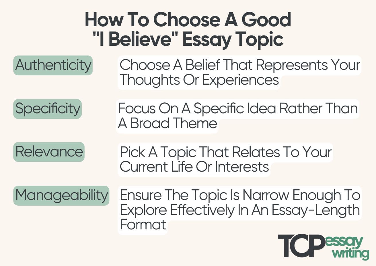 how to choose good i believe essay topic